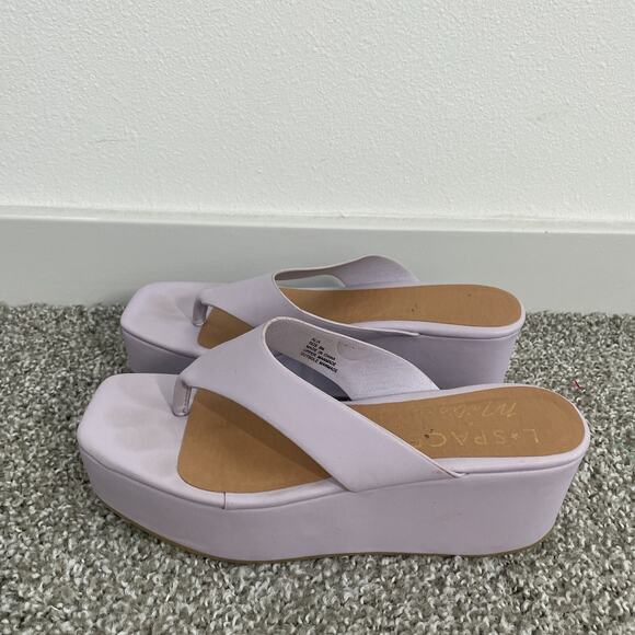 LSpace x Matisse Sandals Heels Women 9 Lilac Wedge Thong Slip On Resort Vacation - Picture 1 of 8